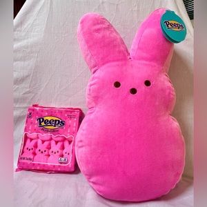 NWT 15" PEEPS BRAND Plush Bunny!! Easter/Gift Pink Stuffed Animal + Marshmallows